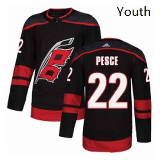 Youth Adidas Carolina Hurricanes 22 Brett Pesce Premier Black Alternate NHL Jersey